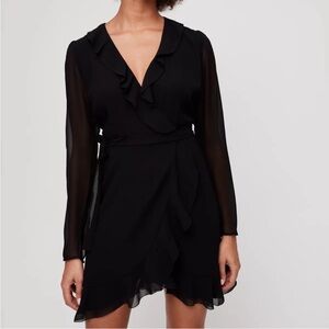 Wilfred Aritzia Louise Black Wrap Dress